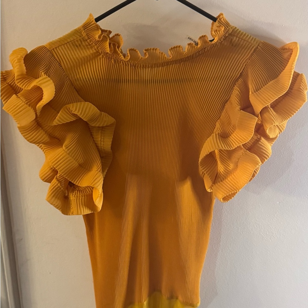 Ruffled Mustard Yellow Women's Top